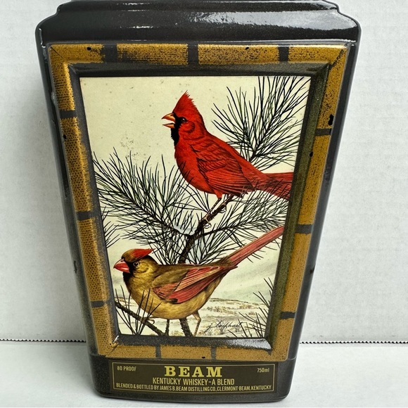Jim Beam | Vintage Collectors Decanter Bottle J. Lockhart Artist Cardinals - Picture 5 of 7